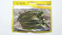 やわらか素材　シャッドテール　ワーム　黒バックよもぎ　9cm　4.2g　6本