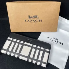 g52 COACH 長財布 チェック柄 箱付 コーチ 小物 財布