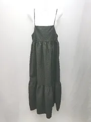 ◇ ⊂ Birthday room エンボス加工 花柄 キャミソール 肩紐調節可能 ロング丈 ワンピース サイズF ブラック系 レディース E  【1412260003278】