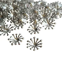 【 9ｇ 40個 】 花芯 ビーズキャップ 座金 アクセサリー ピアス ハンドメイド おしべ 花 花素材 花材料 ハンド( シルバー )