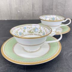 ノリタケ ヨシノ カップ&ソーサー ペア 2点セット 【中古】 noritake 花柄 9983 yoshino グリーン 食器/58766