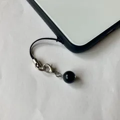 モリオン パワーストーン ストラップ (シルバー) マスクチャーム 天然石   スマホ 携帯ストラップ ハンドメイド ◆