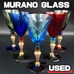 MZ234) MURANO NASON MORETTI ワイングラス 5脚 セット 現状品 / ムラーノ ヴェネチアングラス USED 中古