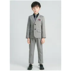 ☆ グレー ☆ 130cm ☆ 男の子スーツ フォーマル 4点セット pmyf35 キッズ フォーマル 男の子 子ども服 タキシード キッズスーツ おしゃれ ワイシャツ ズボン 4点セット 男の子スーツ 入学式 卒園式 結婚式 発表会 紳士風 七五三 お受験