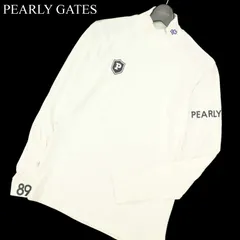 PEARLY GATES パーリーゲイツ 通年 プリント★ 長袖 モックネック インナー カットソー ロンTシャツ Sz.5　メンズ 白 ゴルフ