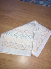 【送料込】刺し子 完成品　ふきん イチョウ　32×35
