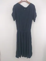 ◇ ITEMS URBAN RESEARCH リボン 大人女子 抜け感 半袖 ロング ワンピース サイズF ネイビー レディース P  【1307040016138】
