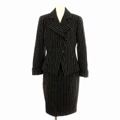 アルマーニ コレツィオーニ ARMANI COLLEZIONI スーツ セットアップ UMG29T ストライプ スカート ひざ丈 ジャケット 42 黒 ブラック /☆Gのサムネイル