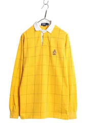 【お得なクーポン配布中!】 クッキー クレスト 刺繍 90s USA製 ポロ ラルフローレン チェック 長袖 ラガー シャツ メンズ M 古着 90年代 オールド ラグビー 長袖シャツ