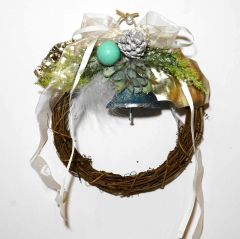 クリスマスリース　ブルーベル　20cm　X4430 　造花