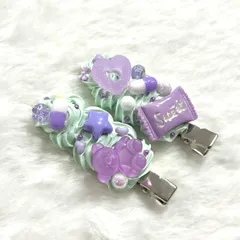 【No.90】前髪クリップ ホイップデコ ミントグリーン