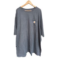 カーハート carhartt 4XL チャコール 胸ポケット ダメージ Tシャツ ブラック ヴィンテージ 古着