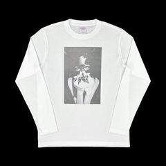 オリジナル ロンT 長袖 Tシャツ ボンテージ ゴシック バニー バット ガール キャット ウーマン FUCK YOU ファックユー 中指 挑発 白 ホワイト XS(SS) S M L XL(LL) ジャスト オーバー サイズ メンズ レディース ユニセックス