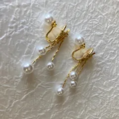 ノンホールピアス（イヤリング）　パールor ビジュー　パーティー　イヤリングカバー