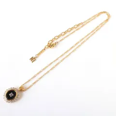 MHR0221 新品同様 NINA RICCI ニナリッチ ネックレス オニキスモチーフ ロゴ ペンダント アクセサリー ゴールド×ブラック
