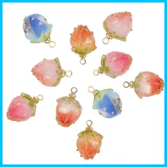 チャーム フラワー デコ パーツ つぼみ 花折り チャーム バラ イヤリング 花