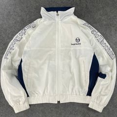 日本製 Sergio Tacchini セルジオタッキーニ ウィンドブレーカー ジップアップ ジャケット ブルゾン ハイネック ロゴ刺繍 ホワイト メンズ