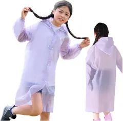 PRUNCRUN レインコート キッズ カッパ 子供 小学生 使い捨て かっぱ レインポンチョ レディース ジュニア リュック対応(パープル,  110-150cm)