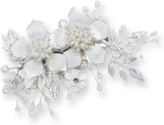 micoi ヘアアクセサリー かんざし 簪 ヘアクリップ パール 真珠 髪飾り 結婚式 入学式 留袖 ドレス(シルバー)