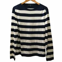 グッチ GUCCI 美品 シルク ボーダー ロングTシャツ カットソー ロゴ 刺繍 長袖 紺 ネイビー L ■GY09のサムネイル