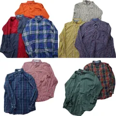 古着卸 まとめ売り チャップス CHAPS 長袖シャツ 10枚セット (メンズ Ｌ ) マドラスチェック ストライプ 無地   中古 古着 NA7372