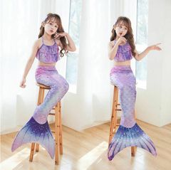 キッズ 子供水着 人魚姫 ビキニ水着 セパレート 100cm パープル タンキニ ジュニア 人魚水着 マーメイド水着 女の子 水着 ガールズ ジュニア 子供 子ども用 可愛い フリル df605c0