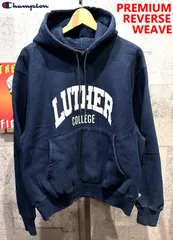 00’S チャンピオン プレミアム リバースウィーブ プルオーバー パーカー 紺 M 大きめ カレッジ 大学