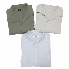 ユニクロ UNIQLO 3点セット シャツ 半袖 オープンカラー ボタンダウン 無地 まとめ L カーキ ベージュ グレー X