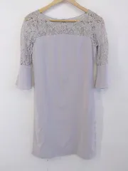 ◇ PourVous プールヴー レース 切替 七分袖 ミニ ワンピース サイズS ラベンダー パープル レディース P  【中古】 【1211120004017】