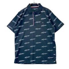 サイズ：M TOMMY HILFIGER GOLF トミー ヒルフィガーゴルフ  半袖ポロシャツ ロゴ 総柄 ネイビー系 [240101504647] ゴルフウェア メンズ ストスト