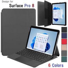 Surface Pro 8 2021年版用 13インチ対応 PUレザー スマート ケース スタンド 保護ケース スマートキーボード対応 (ブラック、グレー、ネイビー、レッド、ローズゴールド) 5色選択