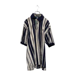 TOMMY HILFIGER 半袖 無地ポロシャツ L ホワイト ブラック ストライプ シンプル トミーヒルフィガー 古着卸 アメリカ仕入 a606-5280