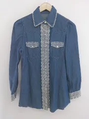 ◇ ＆Love masami satomi 長袖 チュニック シャツ ブラウス サイズM ブルー系 ホワイト レディース P  【1305040004520】