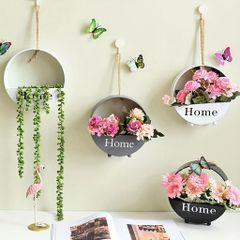 ハンキングプランター 吊り下げ プラントハンガー 丸型 Home文字 グレー 白 黒 3色展開 壁掛け 植物 ハンガーポット 観葉植物 多肉植物