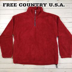FREE COUNTORY U.S.A. フリースジャケット プルオーバー ハーフジップ 90年代 防寒 防風 レッド