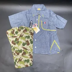 M212 moujonjon ムージョンジョン2点おまとめ 半袖シャツ100ストレッチ 9分丈パンツ120 男の子 女の子 日本製 子供服 キッズ ブランド