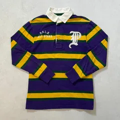 【140cm】Polo Ralph Lauren L/S Rugger Shirt / ポロ　ラルフローレン　長袖　ラガーシャツ　紫　黄色　ボーダー