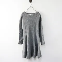 ランバンオンブルー LANVIN en Bleu ウールニットワンピース 38/グレー フレア ドレス ボートネック【2400014249644】のサムネイル