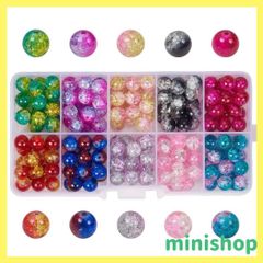 【特価商品】HappyHome ビーズ 手芸 アクセサリー ガラスビーズ 丸 8mm ツートーンカラー 10色 200個 DIY 糸通しビーズ 手作りアクササリー