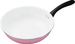 【特売】京セラ(Kyocera) フッ素 不使用 炒め鍋 フライパン 深型 28cm ガス火 専用 セラミック 加工 焦げ付きにくい 油使用 中火以下 セラブリッド ピンク CF-G28FB-WPK