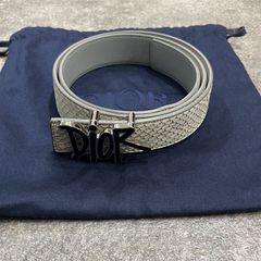 ディオール × ショーンステューシー ロゴ バックル レザー ベルト ブラック 1円～ 良品 DIOR × STUSSY ディオール ステューシー 20AW DIOR