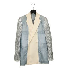 DIOR ディオール 19SS ストライプ ダブル ブレスト ジャケット 923C206A492B 46 ベージュ/ライトブルー