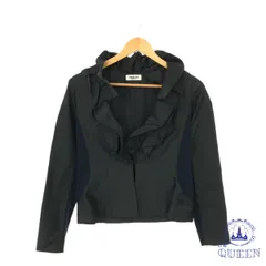 ☆極美品☆ HIROKO BIS ヒロコビス アウター テーラードジャケット カジュアル フリルつき 長袖 レディース ブラック 9 901-11133 送料無料 古着