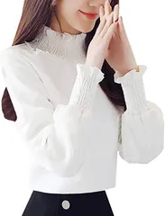 toasoa トーアソーア ブラウス レディース 長袖 フリル ハイネック フォーマル トップス 04-2XL( 白,  2XL)