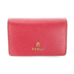フルラ FURLA カメリア カードケース 名刺入れ レザー ロゴ バイカラー 赤 レッド /AO14 ■GY17