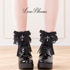 【送料無料】薔薇クロスチャーム リボン付き フリルレースソックス 量産型 地雷系