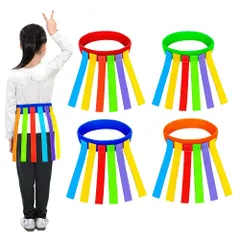 外遊び おもちゃ しっぽ取り ゲーム 公園遊びグッズ アウトドア 鬼ごっこ ベルト 運動会 体育祭 小学生 (子供用 4本セット) [子供用 4本]