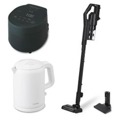 サイクロン コードレス 置くだけ充電スタンド付き SCD-184P-B ブラック 掃除機 + 炊飯器 新生活セット 3合 ブラック RC-MGA30-B アイリスオーヤマ + 電気ケトル 800ml 【セット品】 IKET-800-W ホワイト