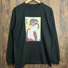 喜多川歌麿・浮世絵・北國五色墨・川岸・楊枝・吉原・女郎・ロングTシャツ・黒