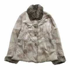 nevada ネバダ ラビットファー 本毛皮 ムートンコート アウター リバーシブル グレー サイズF レディース 【中古】